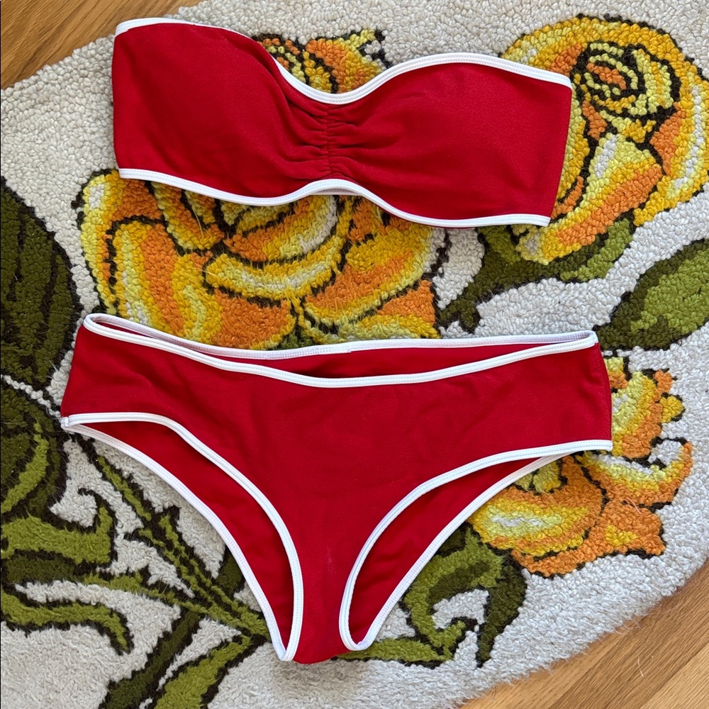 Forever 21 Red Terry Cloth Strapless Bikini Set w/ Extra Top
